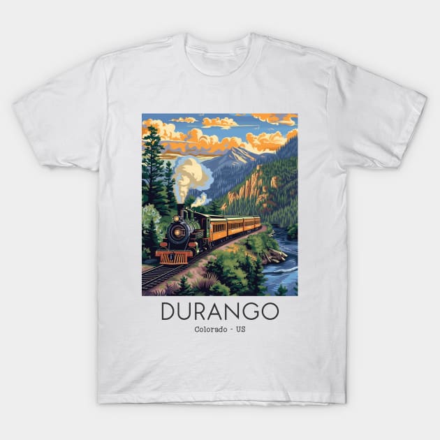 A Vintage Travel Illustration of the Durango and Silverton Narrow Gauge Railroad - Colorado - US T-Shirt by goodoldvintage
